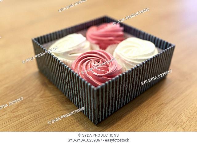 zephyr or marshmallow dessert in gift box