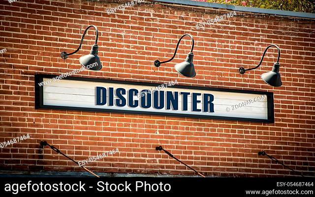 Street Sign the Direction Way to Discounter