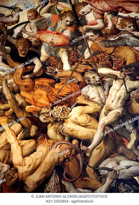 Frans Floris' Fall of the Rebellious Angels. Cathedral of Our Lady. Antwerp, Belgium, Europe