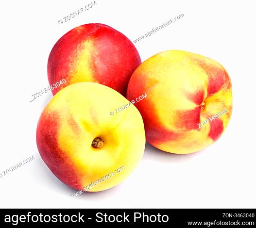 3 peaches isolated on white