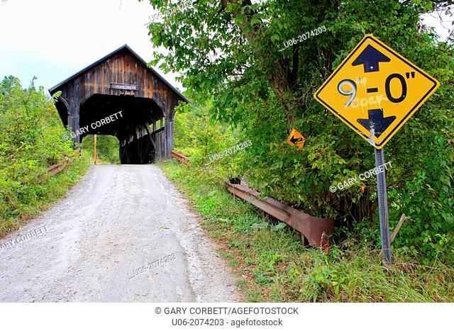 Coburn covered bridge in Washington county, Vermont, USA was built in 1851 by Larned Coburn and given to the town in exchange for having the town road pass by...