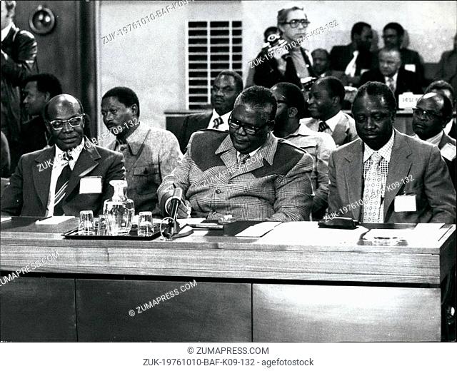 Oct. 10, 1976 - Geneva- Conference on Rhodesia: Picture from the opening session on October 28th. Delegations of the Interior Wing of the African National...