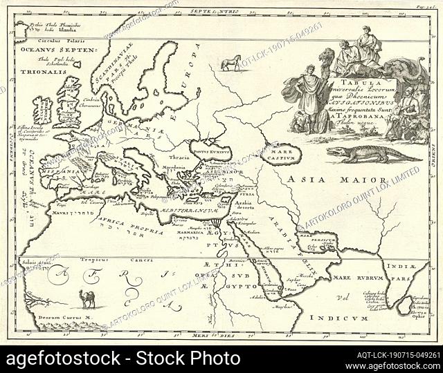 Map of Europe and parts of Asia and Africa Tubala Universalis Locorum, quae Phoenicum Navigationibus Maxime frequentata Sunt a Taprobana Thulen usque (title on...
