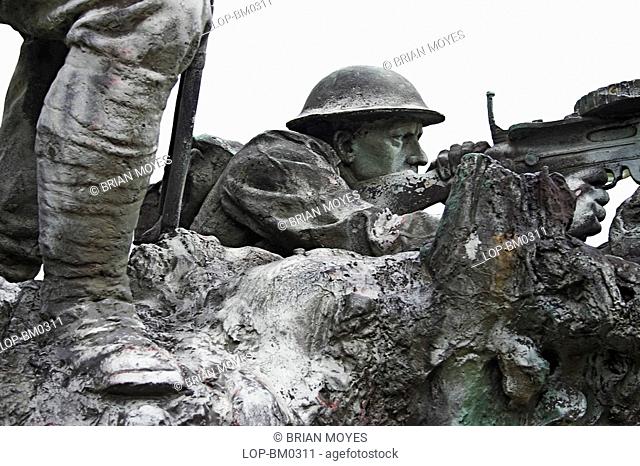 Scotland, Greater Glasgow, Glasgow, Detail of Cameronians War Memorial at Kelvingrove Park
