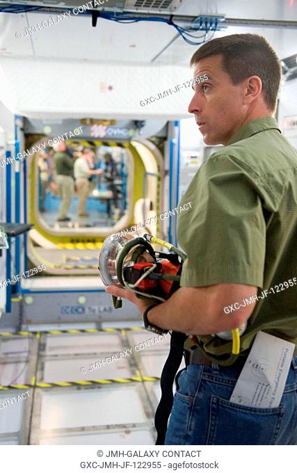 NASA astronaut Chris Cassidy, Expedition 3536 flight engineer, participates in an emergency scenario training session in an International Space Station...