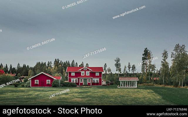 Red Swedish house in Dalarna, Sweden