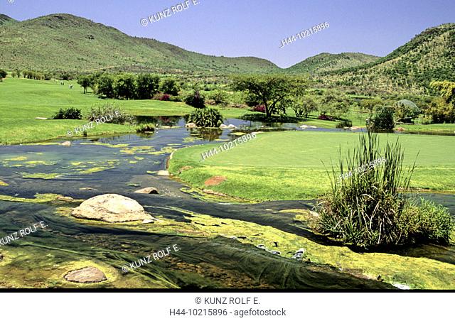 10215896, golf, sport, arrangement, enclosure, South Africa, Sun city, pond, mountains, trees, heavenly