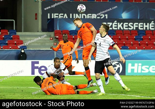 27 March 2021, Hungary, Székesfehérvár: Football, U-21 Men: European Championship, Germany - Netherlands, Preliminary Round, Group A