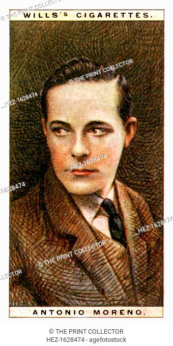 Antonio Moreno (1887-1967), Spanish actor, 1928. Number 18 (of 25) in the second set of WD & HO Wills' Cigarette Cards entitled Cinema Stars (1928)