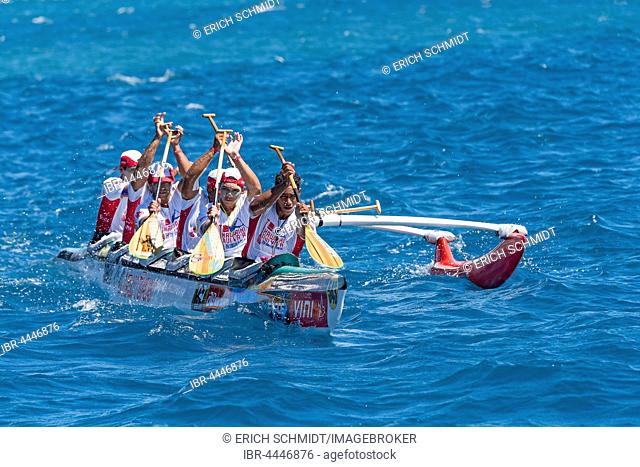 Hawaiki Nui Va'a, World Championship Canoe Race 2016, near Raiatea, Society Islands, French Polynesia, South Pacific, Oceania