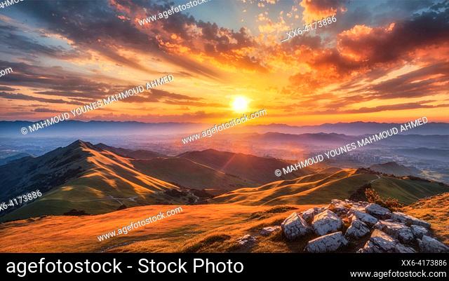 Dramatic Sunset over mountains