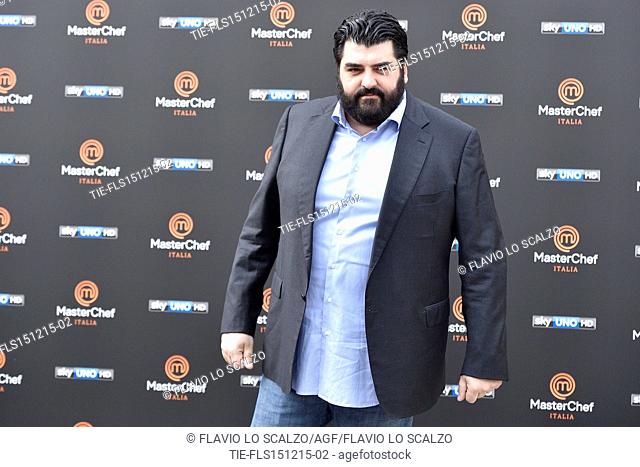 The Chef Antonino Cannavacciuolo during the photo call of the fifth edition of tv programme Masterchef Italy, Milan, ITALY-15-12-2015