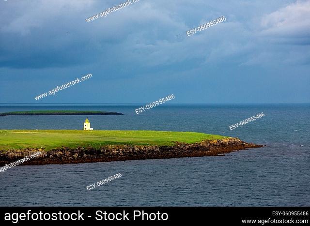 A lighthouse on an island