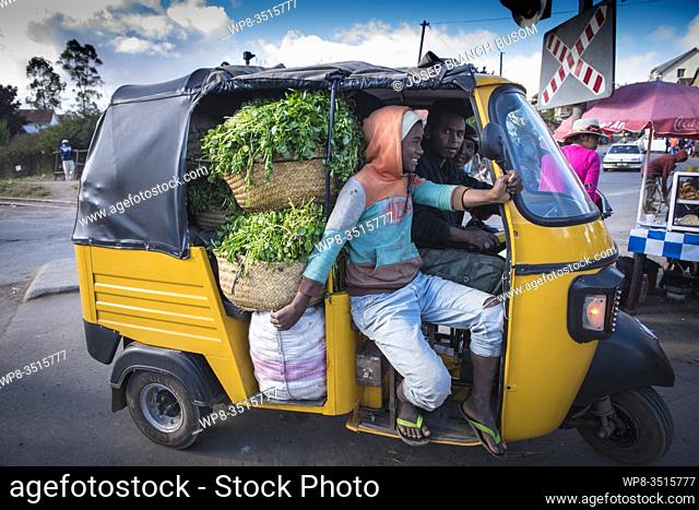 Tuc tuc, auto rickshaw on the way to the Madagascar market