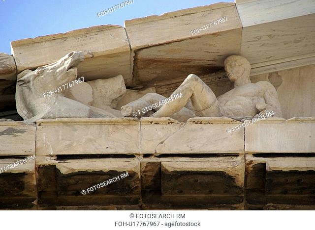horse man pediment parthenon acropolis athens