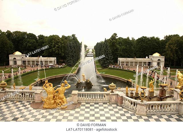 The Grand Cascade at Peterhof Palace is a copy of the great water parks of Versailles in France. The landscape design was created in the 18th century and...