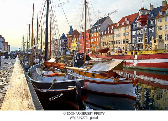 The boats and ships in Nyhavn, Copenhagen