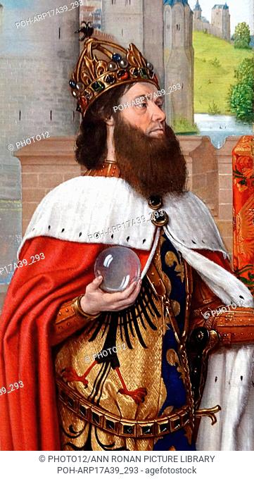 Detail from the painting titled 'Charlemagne and the Meeting at the Golden Gate' by Jean Hey (1480-1500) an Early Netherlandish painter