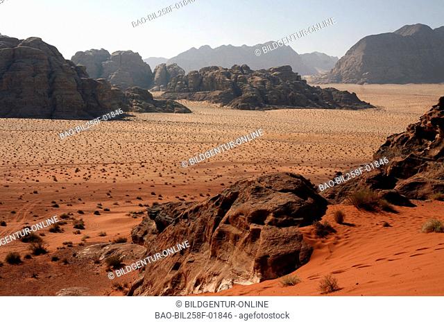 The desert scenery the desert wadi rum in the south of Jordan in Arabia