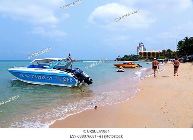 THAILAND, PATTAYA, MARCH, 26, 2015 - Excursion cutters near Pattaya city beach, gulf of Siam, Thailand