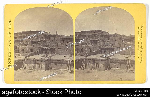 Indian Pueblo of Zuni, New Mexico; view from the interior. The ""Pueblo"" or town, encloses a quadrangular area within which are the ruins of a church built...