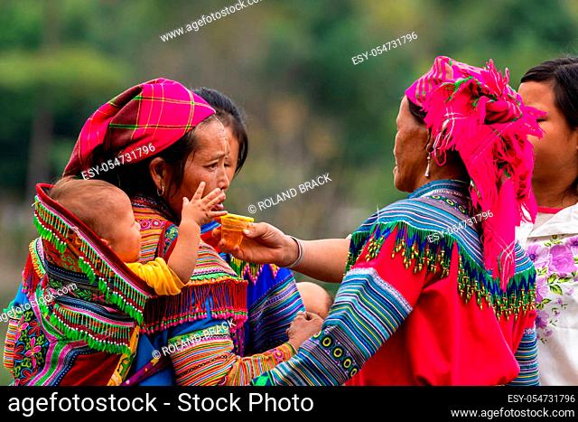 Local people of the Bac Ha Market in Vietnam