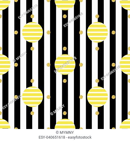 seamless yellow stripe dot with mini gold dot pattern on stripe background