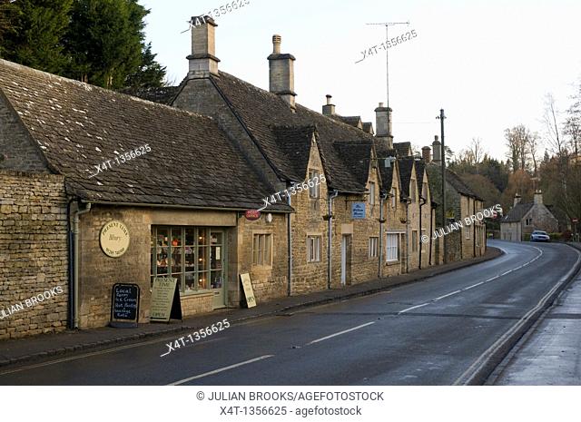 The main road and post office at Bibury in the cotswolds