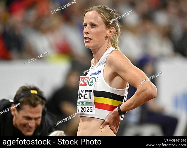 Belgian Imke Vervaet pictured during the semi final of the women's 200m race on the eight day of the Athletics European Championships, at Munich 2022, Germany