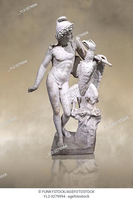 Roman marble sculpture of Ganymede with an eagle, a 2nd century AD copy from an original 2nd century BC late Hellanistic Greek original, inv 6405