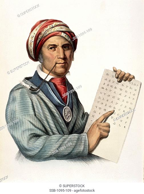 Sequoyah From History of The Indian Tribes.., Vol. 1 Thomas Lorraine McKenney Newberry Library, Chicago