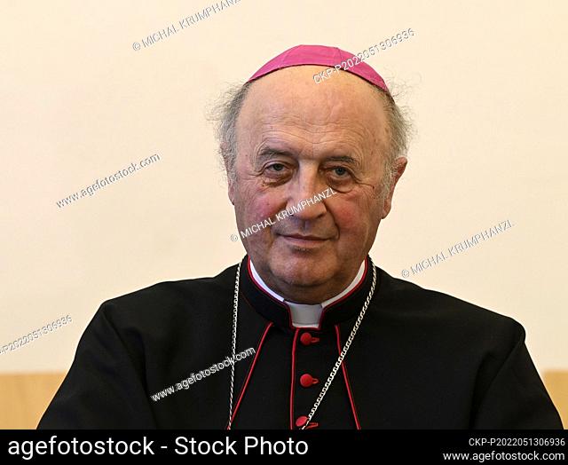Olomouc Archbishop Jan Graubner attends the press conference on May 13, 2022, in Prague, Czech Republic. Graubner, the head of the Czech Bishops Conference...
