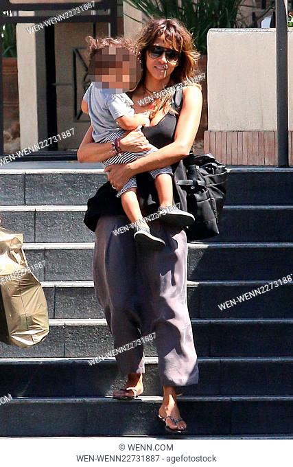 Academy Award-winning actress Halle Berry was all smiles with son Maceo leaving Westfield Mall in Century City Featuring: Halle Berry