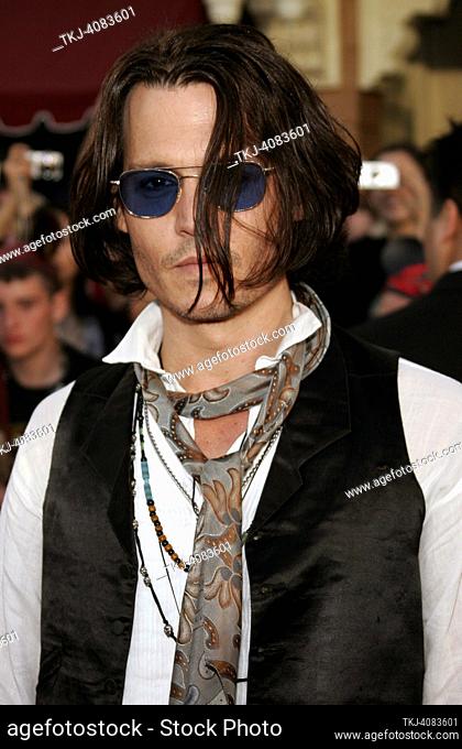 Johnny Depp attends the World Premiere of ""Pirates of the Caribbean: At World's End"" held at Disneyland in Anaheim, California on May 19, 2007