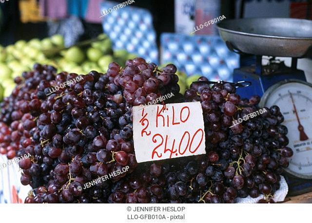 Red Grapes For Sale at a Fresh Produce Market  Port Louis, Mauritius