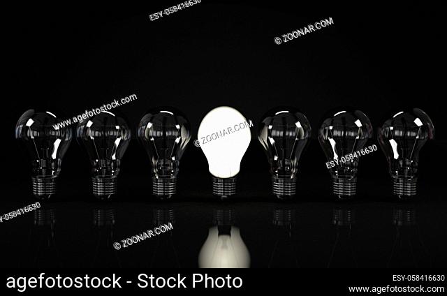 Light bulbs in line - Isolated on background