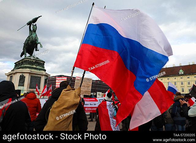AUSTRIA, VIENNA - FEBRUARY 5, 2023: People stage a protest in Heldenplatz (Heroes' Square). Stringer/TASS