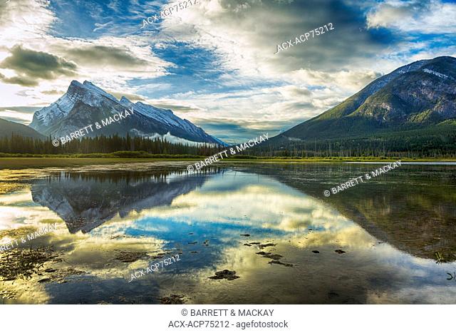 Mount Rundle reflected in Vermilion Lakes, Banff National Park, Alberta, Canada