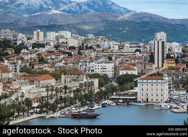 Split, Croatia The skyline of the city and mountains