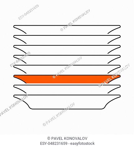 Plate Stack Icon. Thin Line With Orange Fill Design. Vector Illustration