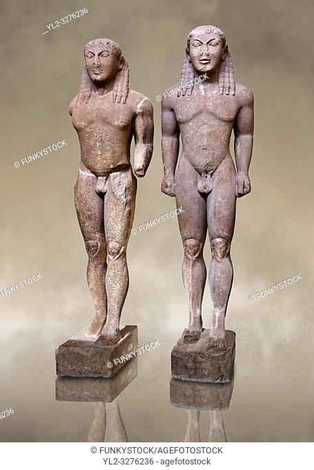 Kouros Statues of the Archaic Period. Early 6th c. B. C. (circa 580 B. C. ) Known as Kleovis and Biton, the two boys who heroically pulled their mother on her...