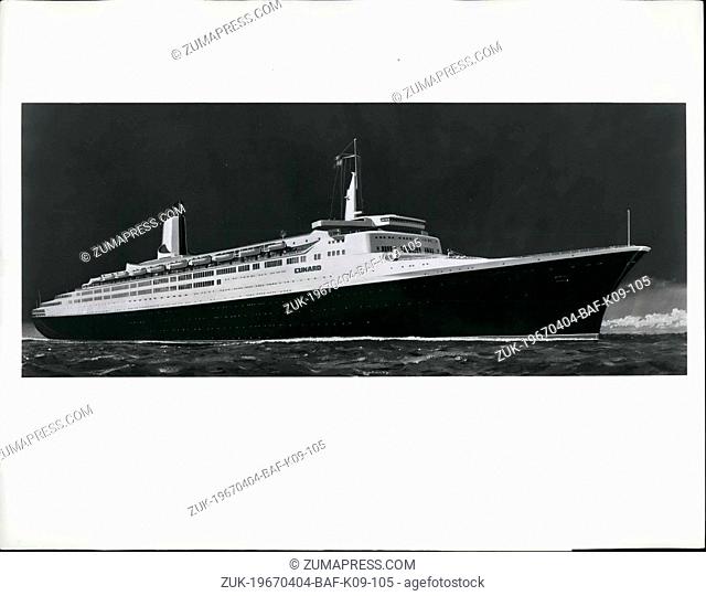 Apr. 04, 1967 - The world's fastest and most powerful twin screw liner, Cunard's Q4 will have more open deck space than any other passenger ship
