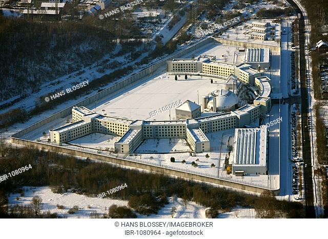 Jail Feldmark, juvenile jail, snow, Gelsenkirchen, Ruhr Area, North Rhine-Westphalia, Germany, Europe