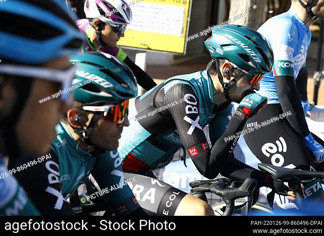 26 January 2022, Spain, Calvia: Mallorca Challenge, Day 1: Emanuel Buchmann from Germany of the Bora-Hansgrohe Team before the first race