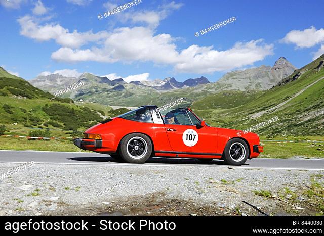 Classic Car Rally Silvretta Classic 2022, Porsche 911 Targa, Silvretta Hochalpenstrasse, Montafon, Vorarlberg, Austria, Europe