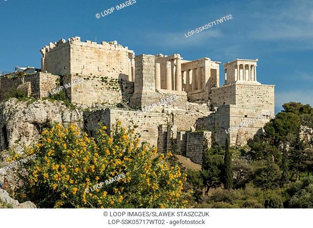 Spring afternoon at Acropolis temple complex in Athens