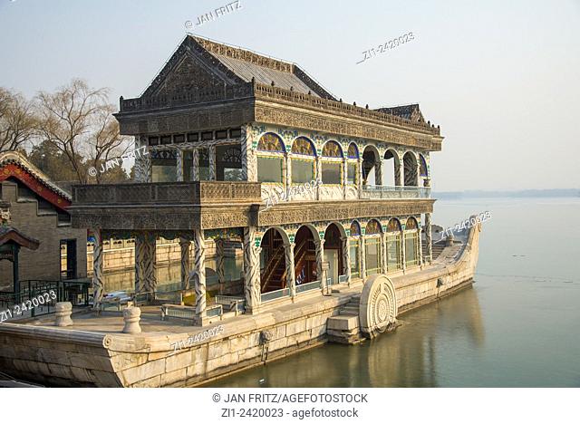 marble boat at summer palace in beijing china