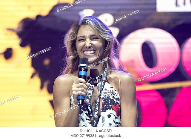 The Italian radio host Lucilla Agosti during the concert for the 20 years of Lo Zoo di 105 at the Hippodrome. Milan (Italy), July 8th, 2019