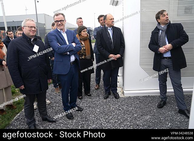 (front L-R) Walloon Minister for Climate, Mobility, Infrastructure and Energy Philippe Henry, Bastogne Mayor Benoit Lutgen