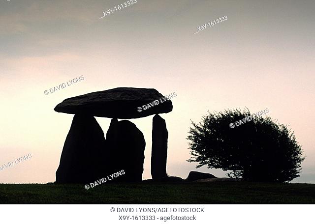 Pentre Ifan prehistoric megalithic stone burial chamber dolmen in the Dyfed region of Wales, United Kingdom